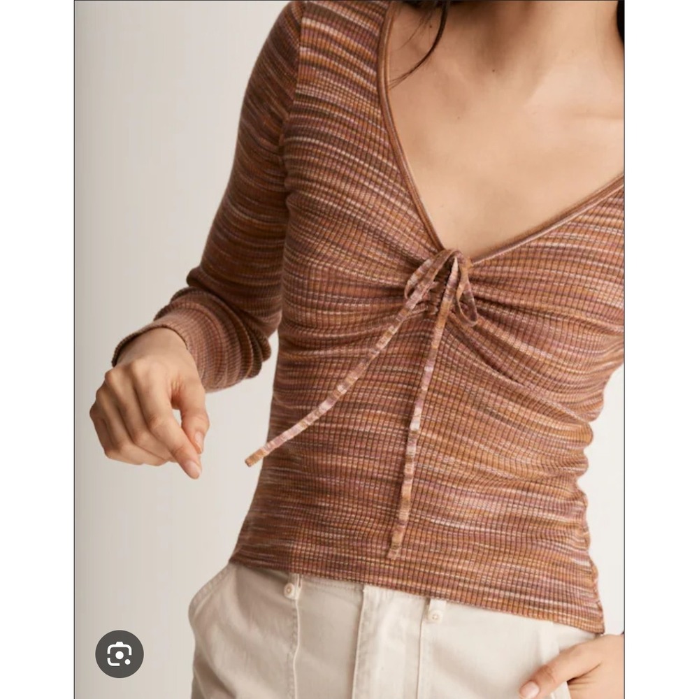 MADEWELL Space-Dyed‎ V-Neck Cinched Sweater Size XS Stretch Cotton Linen